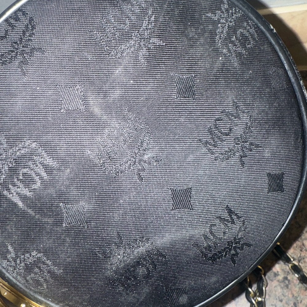 MCM Black Monogram Bucket Crossbody with Gold Chain - Picture 3 of 7